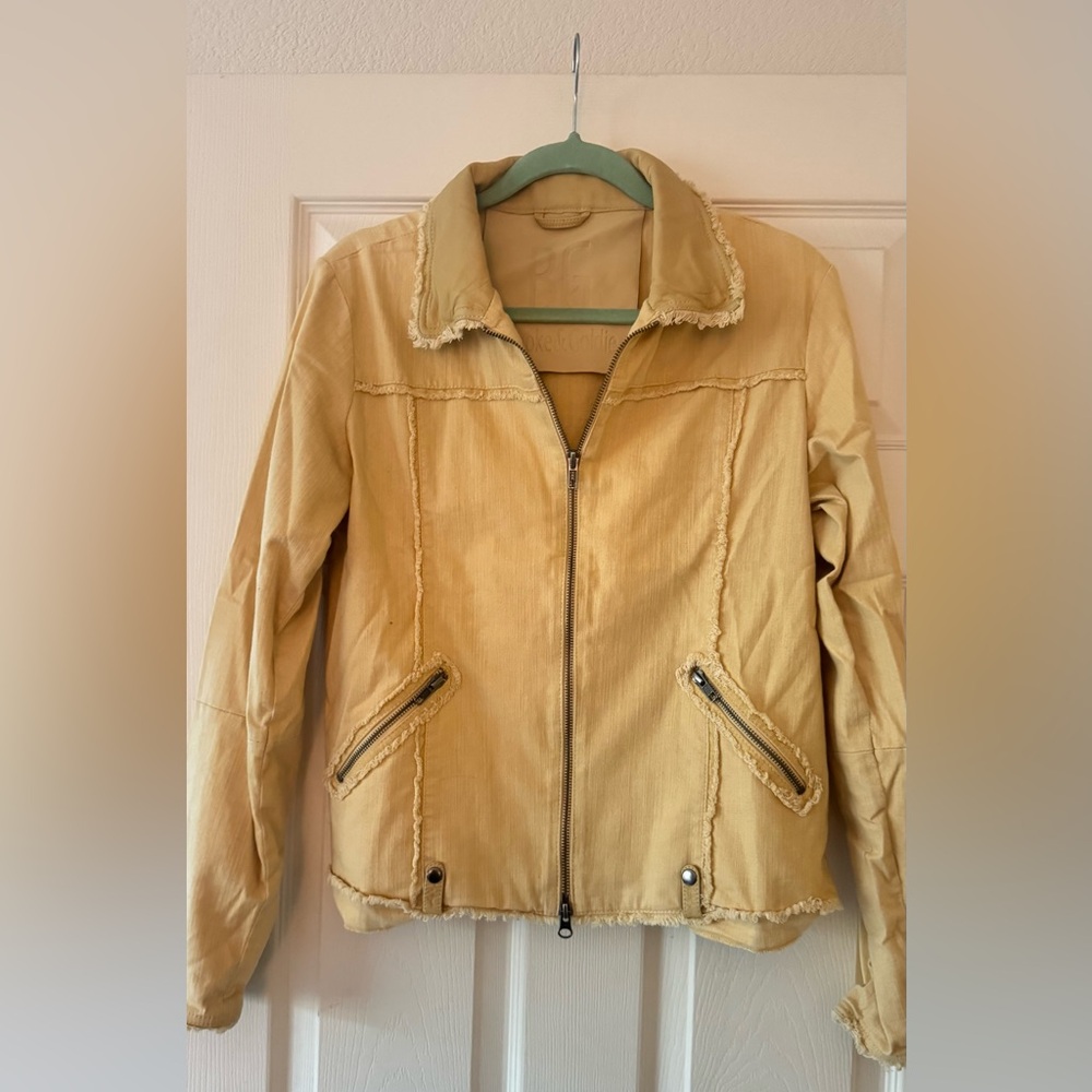 Women's Tan Utility Jacket with Zipper Accents